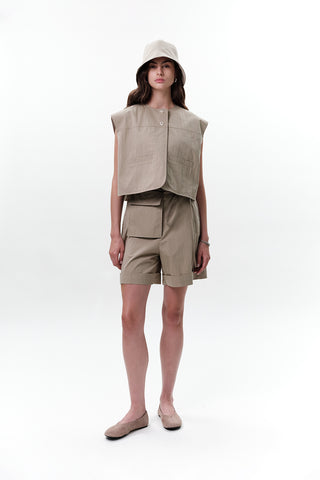 Belted Shorts With Pockets Green