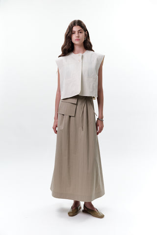 Cropped Vest With Pocket Detail Stone