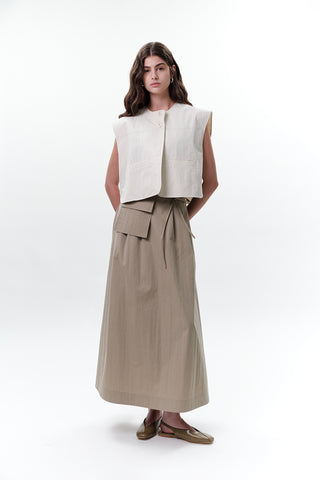 Cropped Vest With Pocket Detail Stone