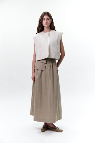 Cropped Vest With Pocket Detail Stone