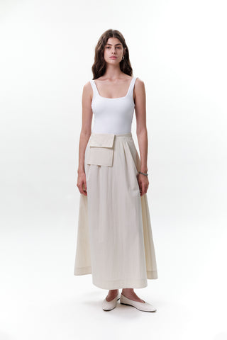 Belted Skirt With Pockets Stone