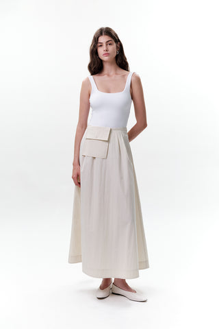 Belted Skirt With Pockets Stone