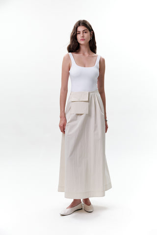 Belted Skirt With Pockets Stone