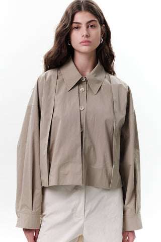 Pleated Short Jacket Green