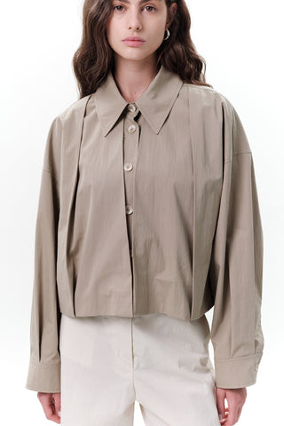 Pleated Short Jacket Green