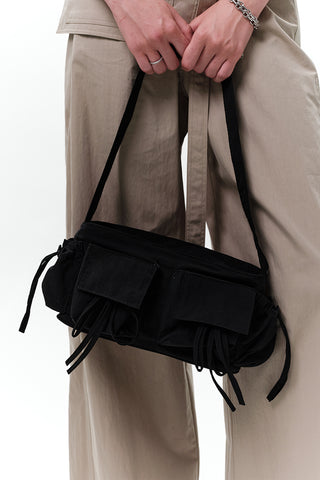 Drawstring Bag With Pockets Black