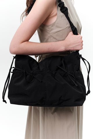 Ruched Tote Bag Black