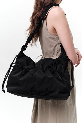 Ruched Tote Bag Black