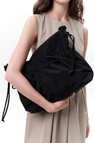 Ruched Tote Bag Black