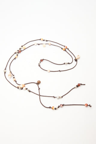 Beaded Cord Belt Brown