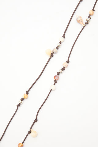 Beaded Cord Belt Brown