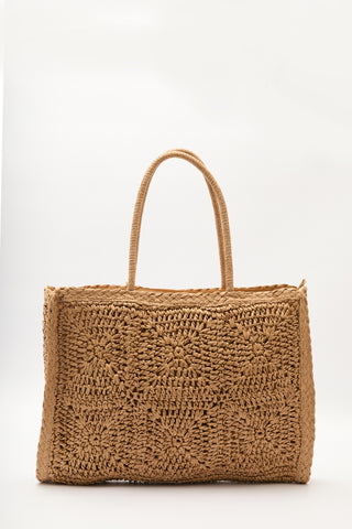 Patterned Woven Large Bag Natural