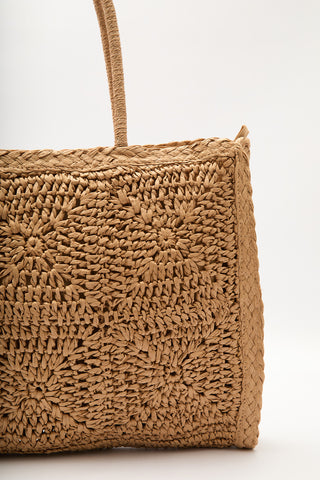 Patterned Woven Large Bag Natural