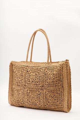 Patterned Woven Large Bag Natural