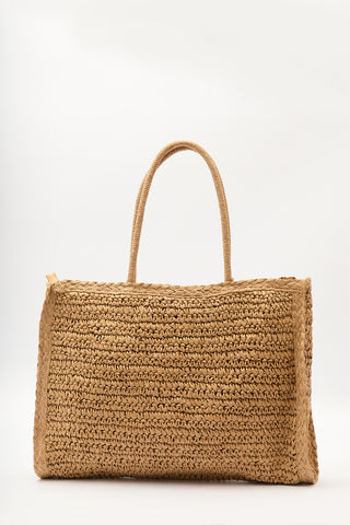 Patterned Woven Large Bag Natural