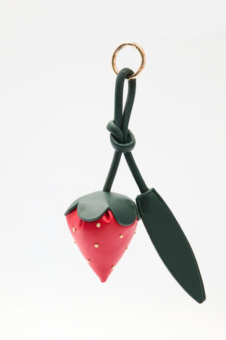 Strawberry Leather Bag Charm Standard