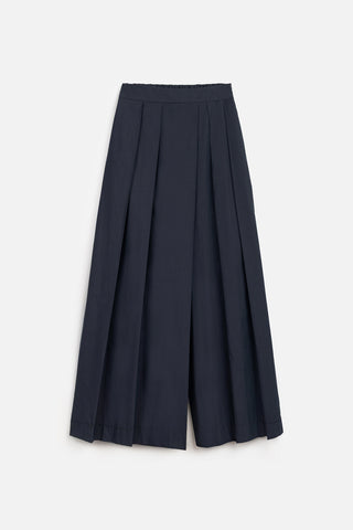 Wide Pleated Trousers Navy Blue
