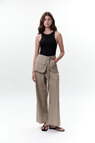 Belted Trousers With Pockets Green