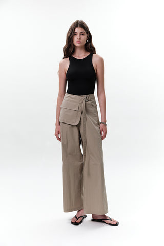 Belted Trousers With Pockets Green