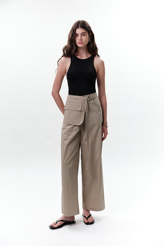 Belted Trousers With Pockets Green
