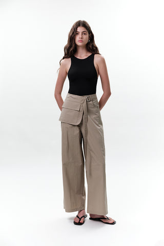 Belted Trousers With Pockets Green