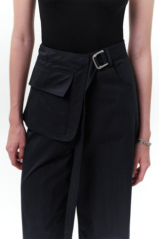 Belted Trousers With Pockets Navy Blue
