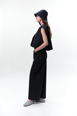 Belted Trousers With Pockets Navy Blue