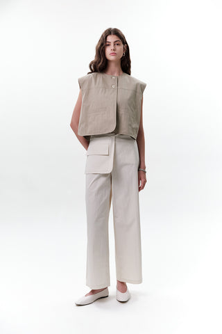 Belted Trousers With Pockets Stone
