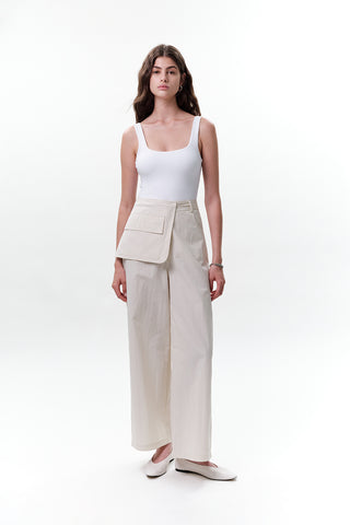 Belted Trousers With Pockets Stone