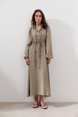 Beaded Cord Belt Brown