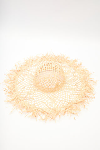 Patterned Straw Hat Beige