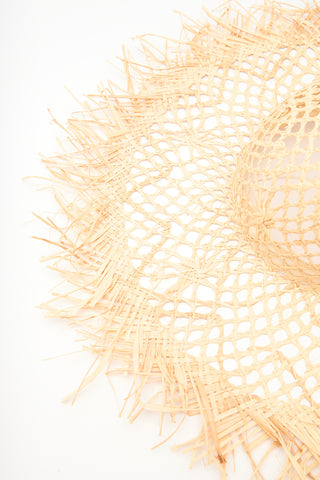 Patterned Straw Hat Beige