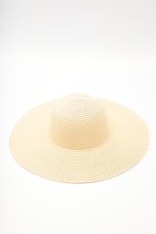 Wide-Brim Straw Hat Beige