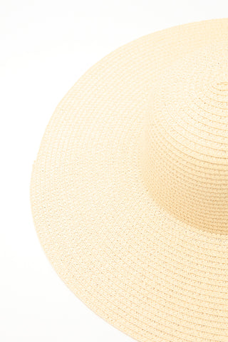 Wide-Brim Straw Hat Beige