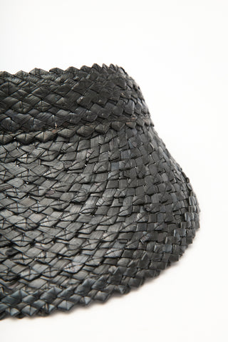 Straw Visor Hat Black