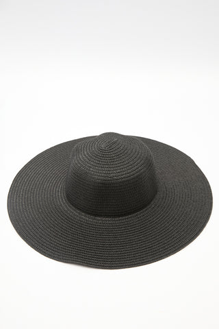 Wide-Brim Straw Hat Black