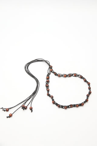 Beaded Woven Belt Brown