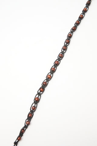 Beaded Woven Belt Brown