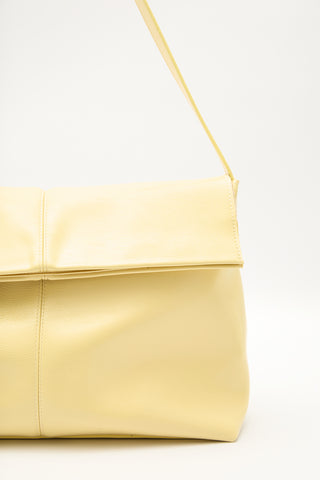 Faux Leather Flap Tote Bag Yellow
