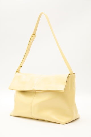 Faux Leather Flap Tote Bag Yellow