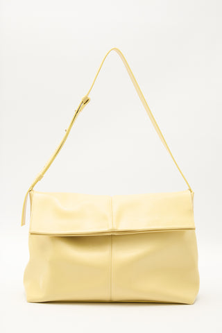 Faux Leather Flap Tote Bag Yellow