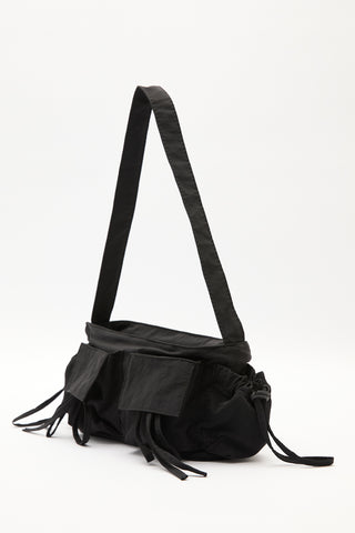 Drawstring Bag With Pockets Black