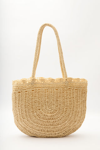 Woven Straw Shoulder Bag Beige