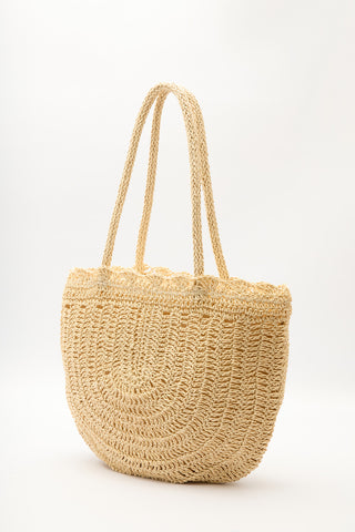 Woven Straw Shoulder Bag Beige