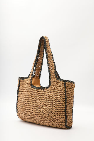 Contrast-Detail Straw Bag Natural