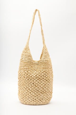 Braided Straw Crossbody Bag Beige