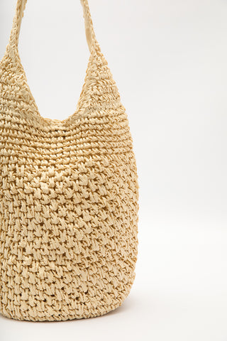 Braided Straw Crossbody Bag Beige