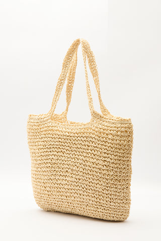 Medium Woven Shoulder Bag Beige