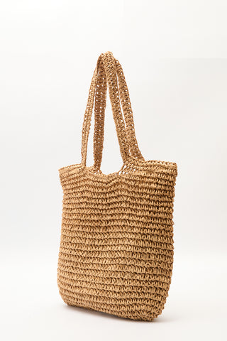 Medium Woven Shoulder Bag Natural