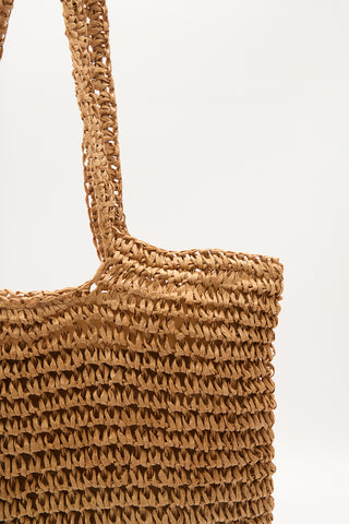 Medium Woven Shoulder Bag Natural